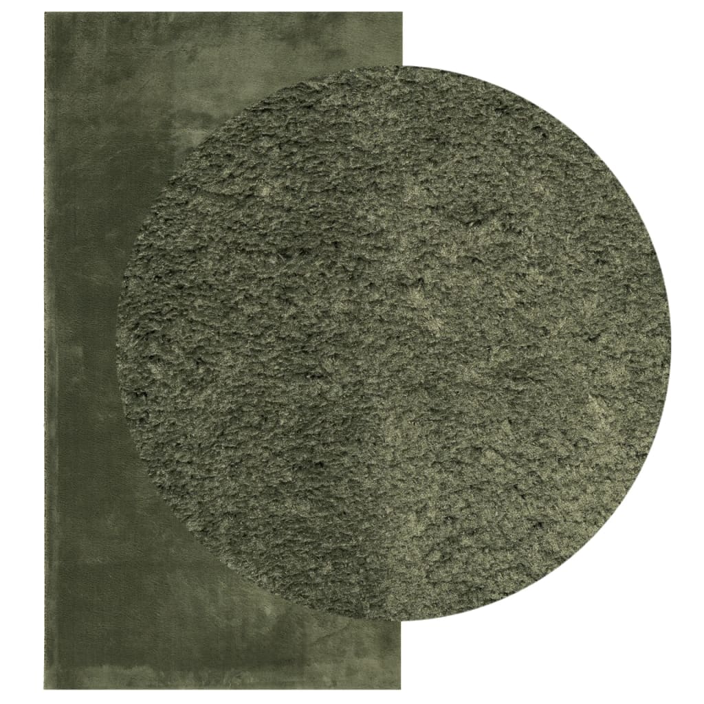 VidaXL tapis huarte poils courts doux lavable 60x110 cm vert forêt
