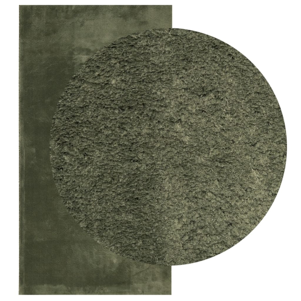 VidaXL tapis huarte poils courts doux lavable 80x150 cm vert forêt