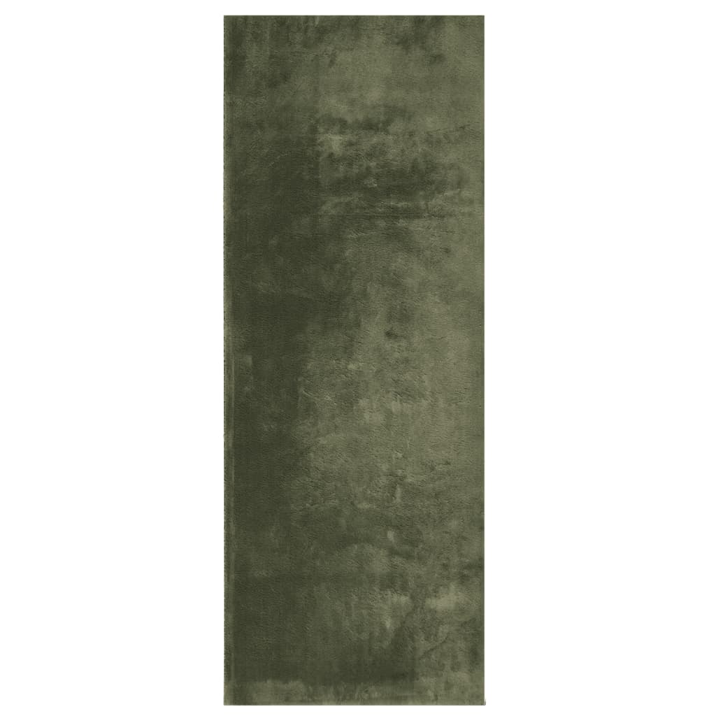 VidaXL tapis huarte poils courts doux lavable 80x200 cm vert forêt