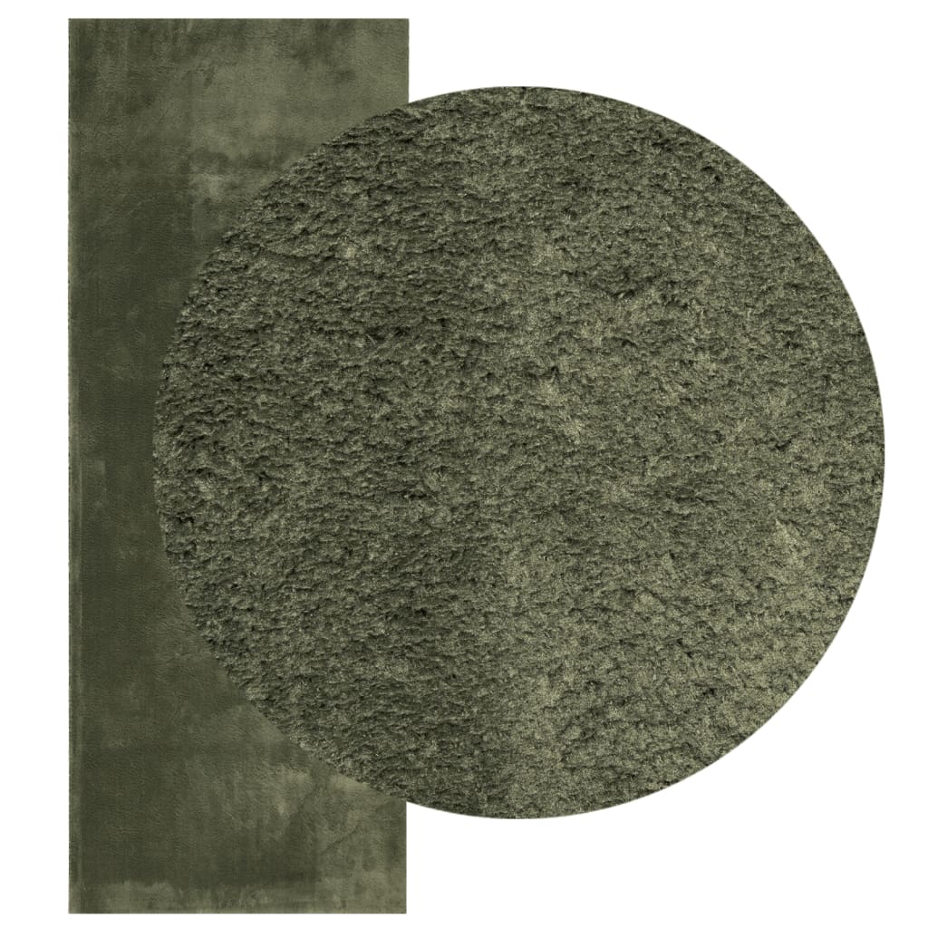 VidaXL tapis huarte poils courts doux lavable 80x200 cm vert forêt