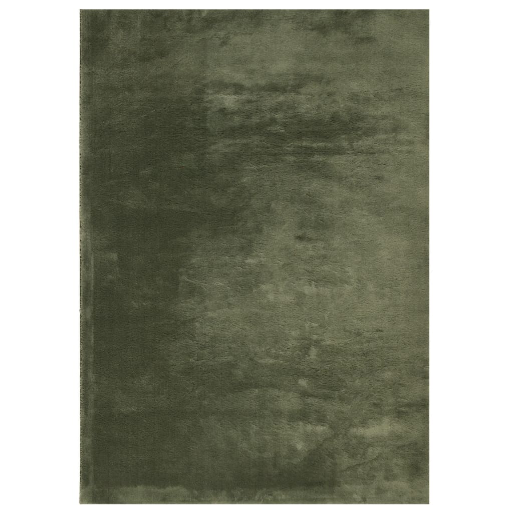 VidaXL tapis huarte poils courts doux lavable 140x200 cm vert forêt