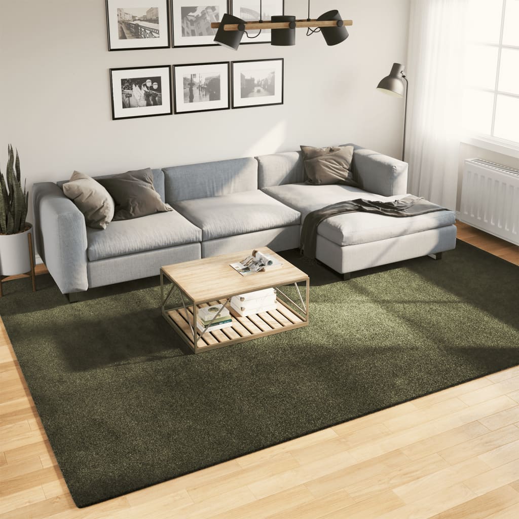 VidaXL Tapis HUARTE poils courts doux lavable 240x340 cm vert forêt
