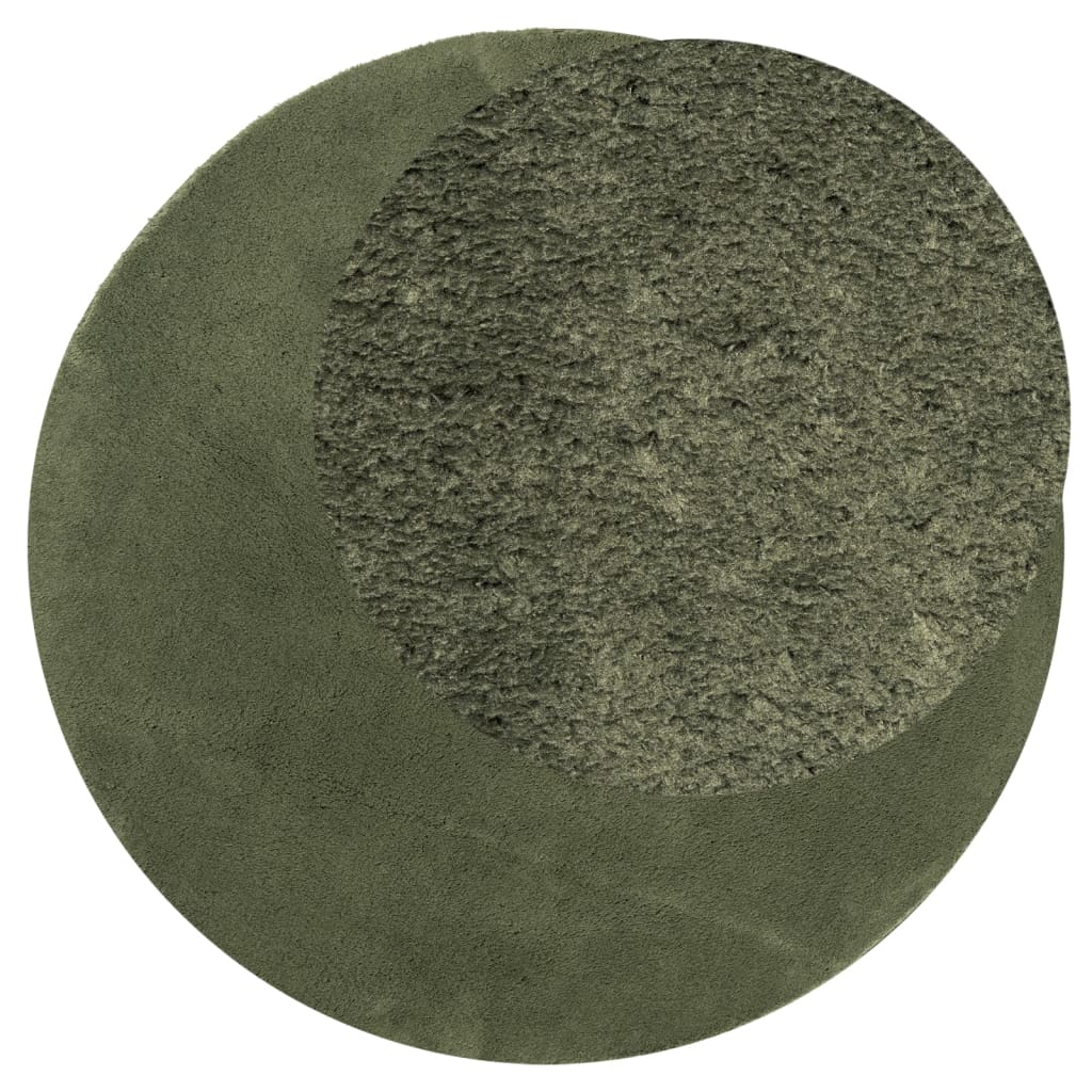 Vidaxl tapis huarte poils courts doux lavable ø 80 cm vert forêt