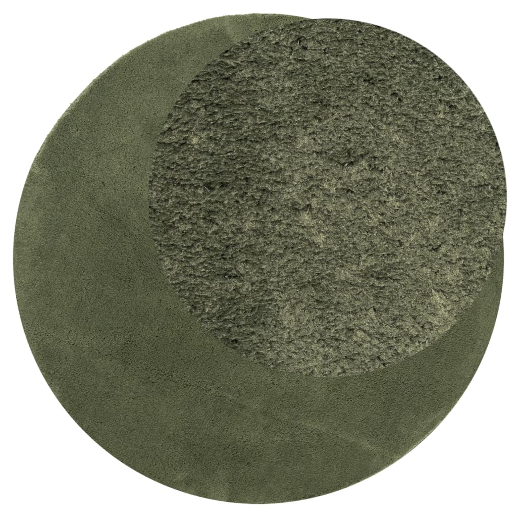 Vidaxl tapis huarte poils courts doux lavable ø 100 cm vert forêt