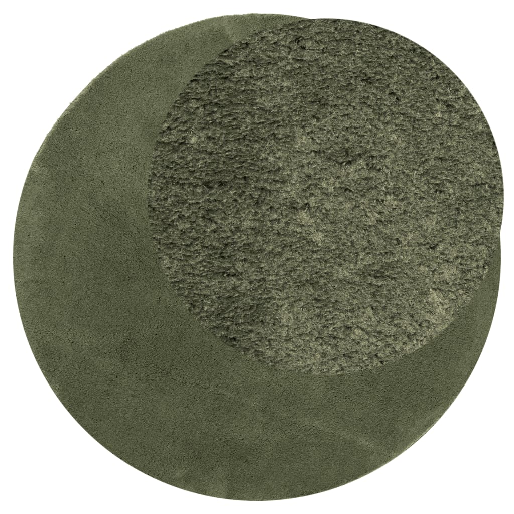 Vidaxl tapis huarte poils courts doux lavable ø 160 cm vert forêt