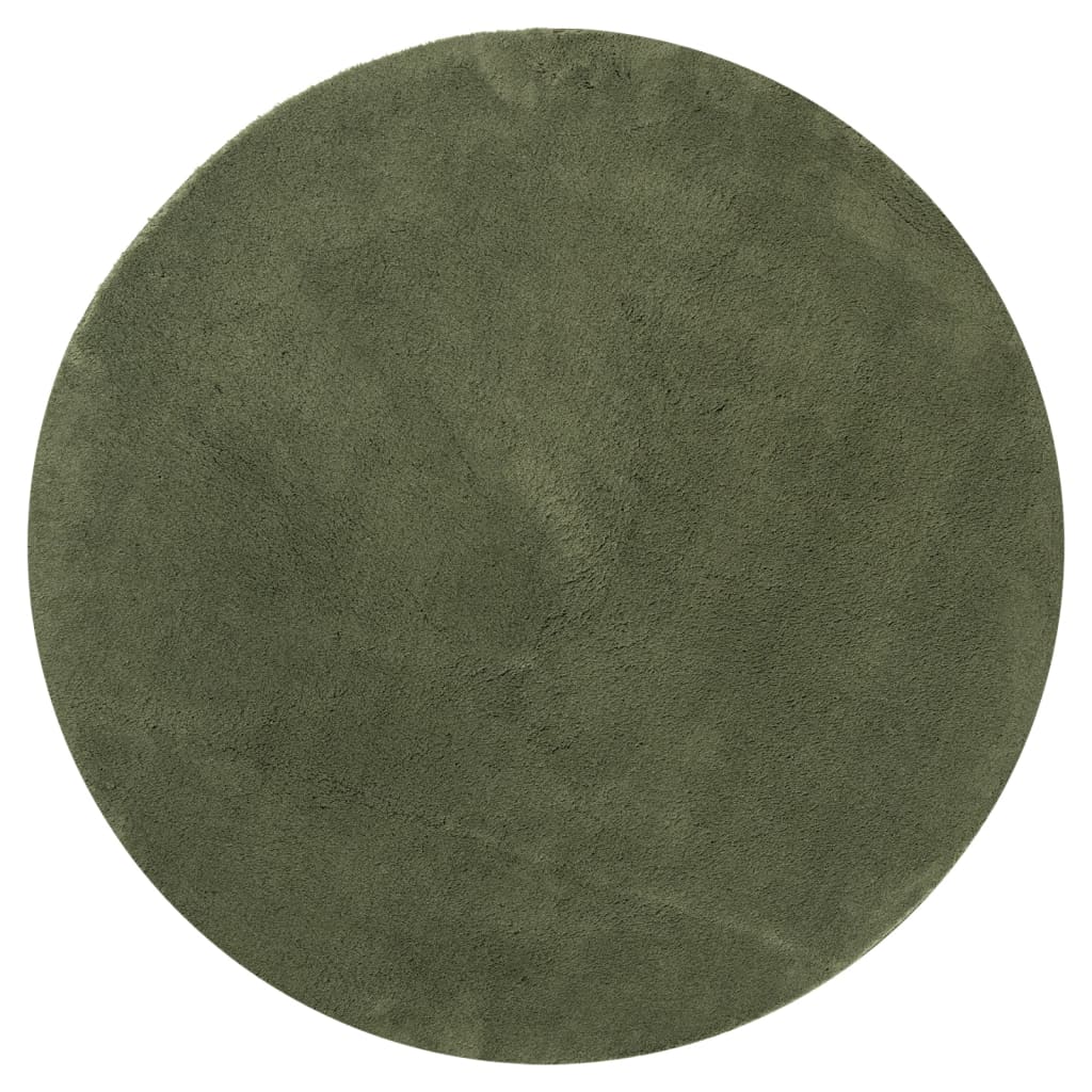 Vidaxl tapis huarte poils courts doux lavable ø 200 cm vert forêt