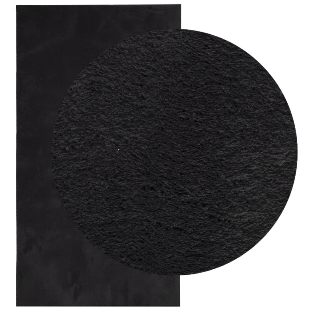 VidaXL tapis huarte poils courts doux lavable 80x150 cm noir