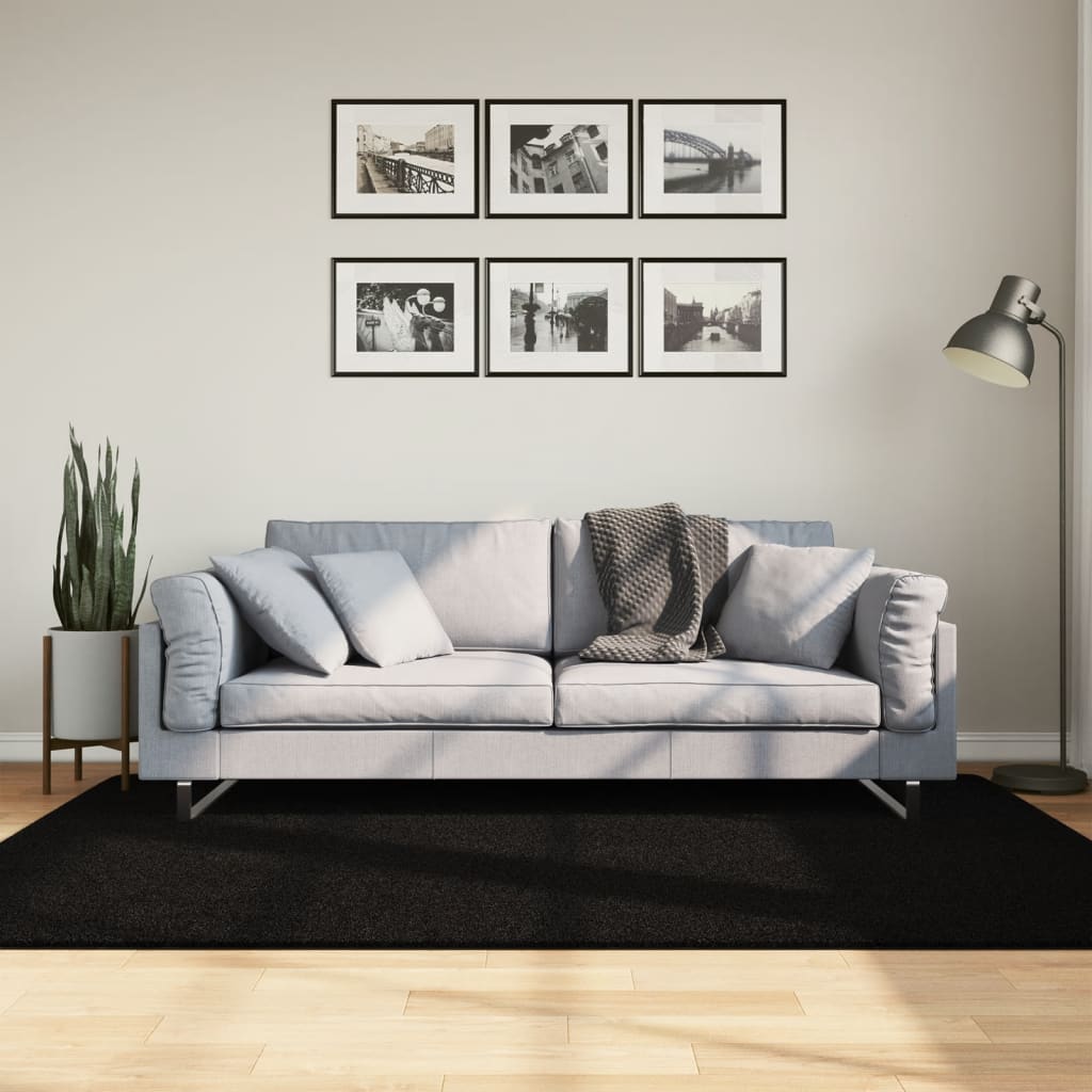 Vidaxx tapis huarte poils courts doux lavable 140x200 cm noir