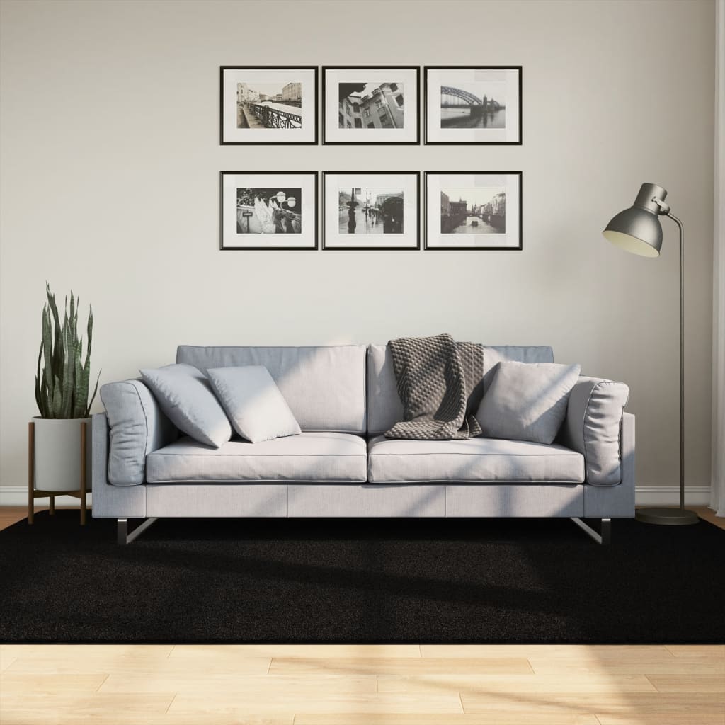 Vidaxx tapis huarte poils courts doux lavable 160x230 cm noir