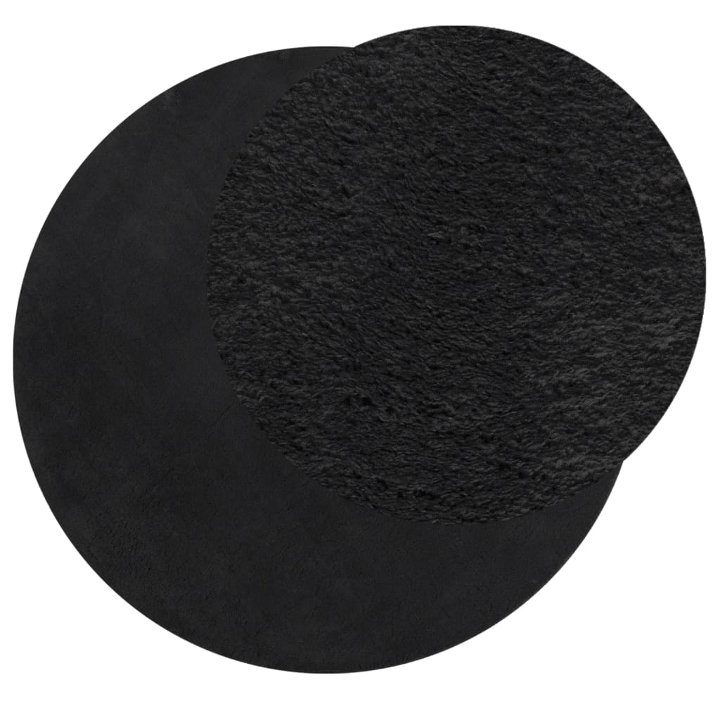 Vidaxl tapis huarte poils courts doux lavable ø 200 cm noir