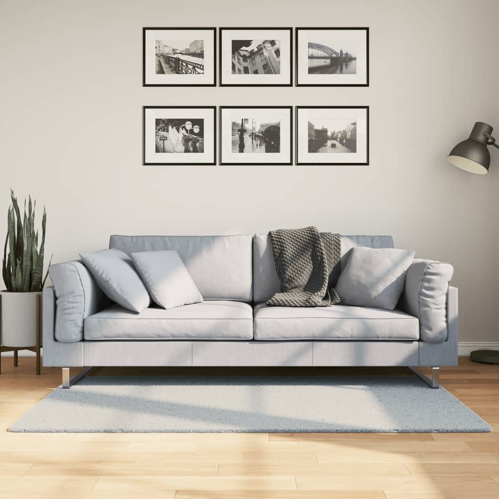 VidaXL tapis huarte poils courts doux lavable 80x150 cm bleu