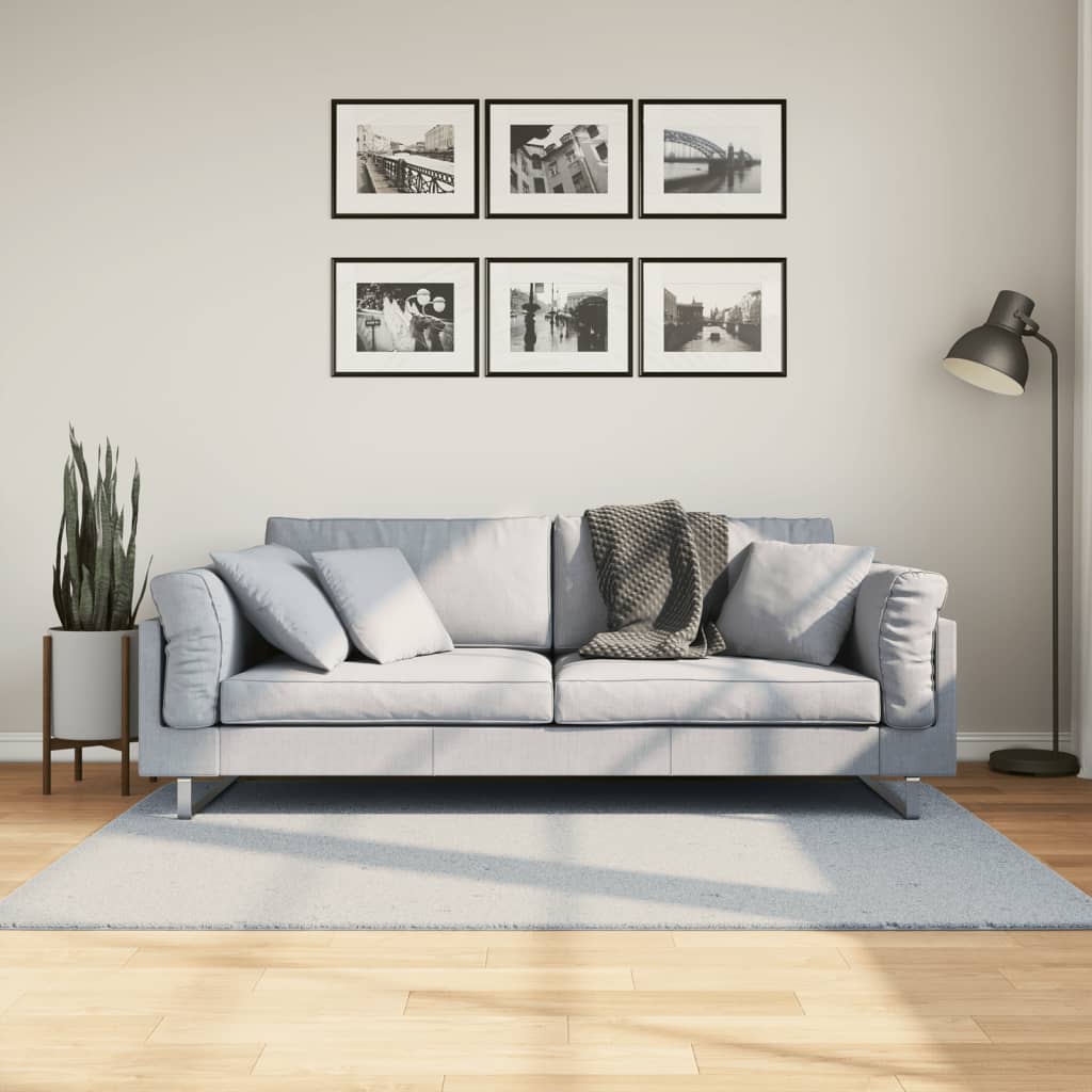 VidaXL tapis huarte poils courts doux lavable 120x170 cm bleu