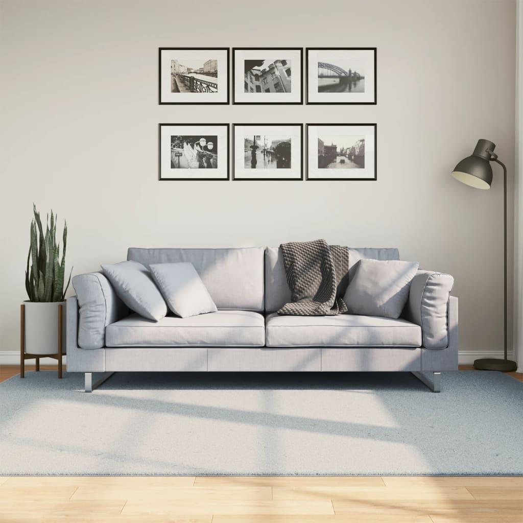 VidaXL tapis huarte poils courts doux lavable 160x230 cm bleu