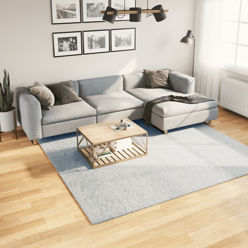 VidaXL tapis huarte poils courts doux lavable 240x240 cm bleu
