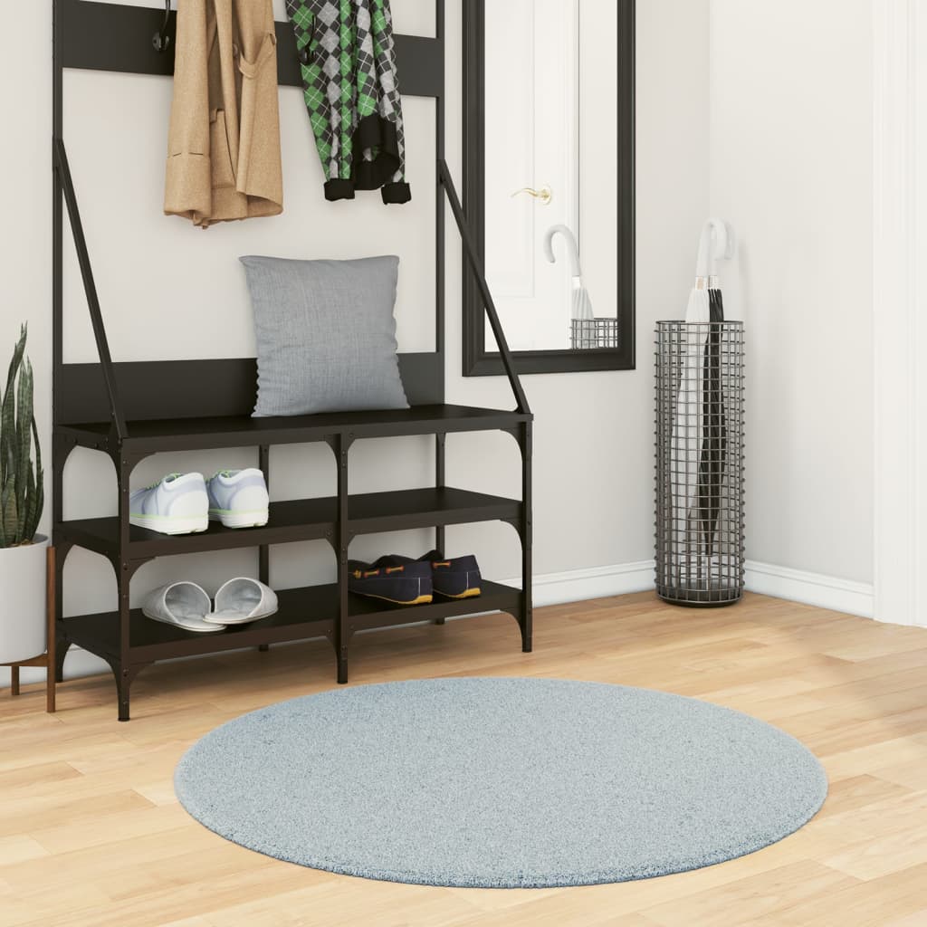 Vidaxl tapis huarte poils courts doux lavable ø 100 cm bleu