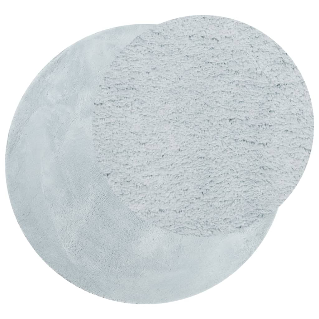 Vidaxl tapis huarte poils courts doux lavable ø 120 cm bleu