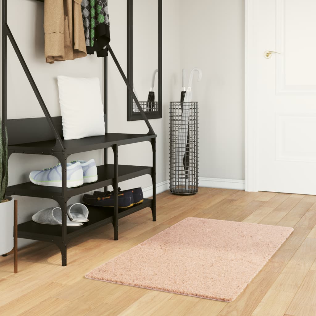 VidaXL tapis huarte poils courts doux lavable 60x110 cm rose
