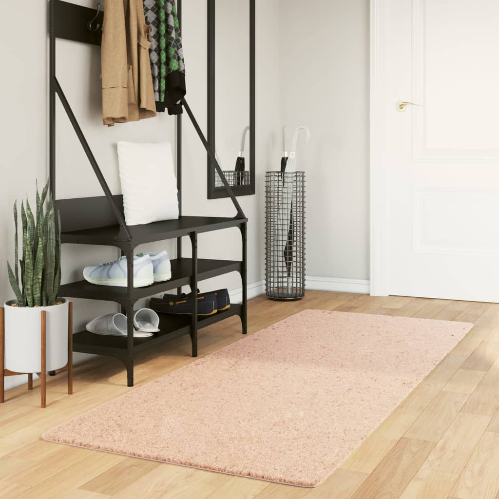 VidaXL tapis huarte poils courts doux lavable 80x200 cm rose