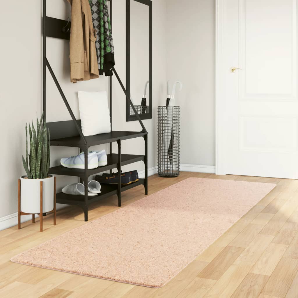 VidaXL tapis huarte poils courts doux lavable 80x250 cm rose