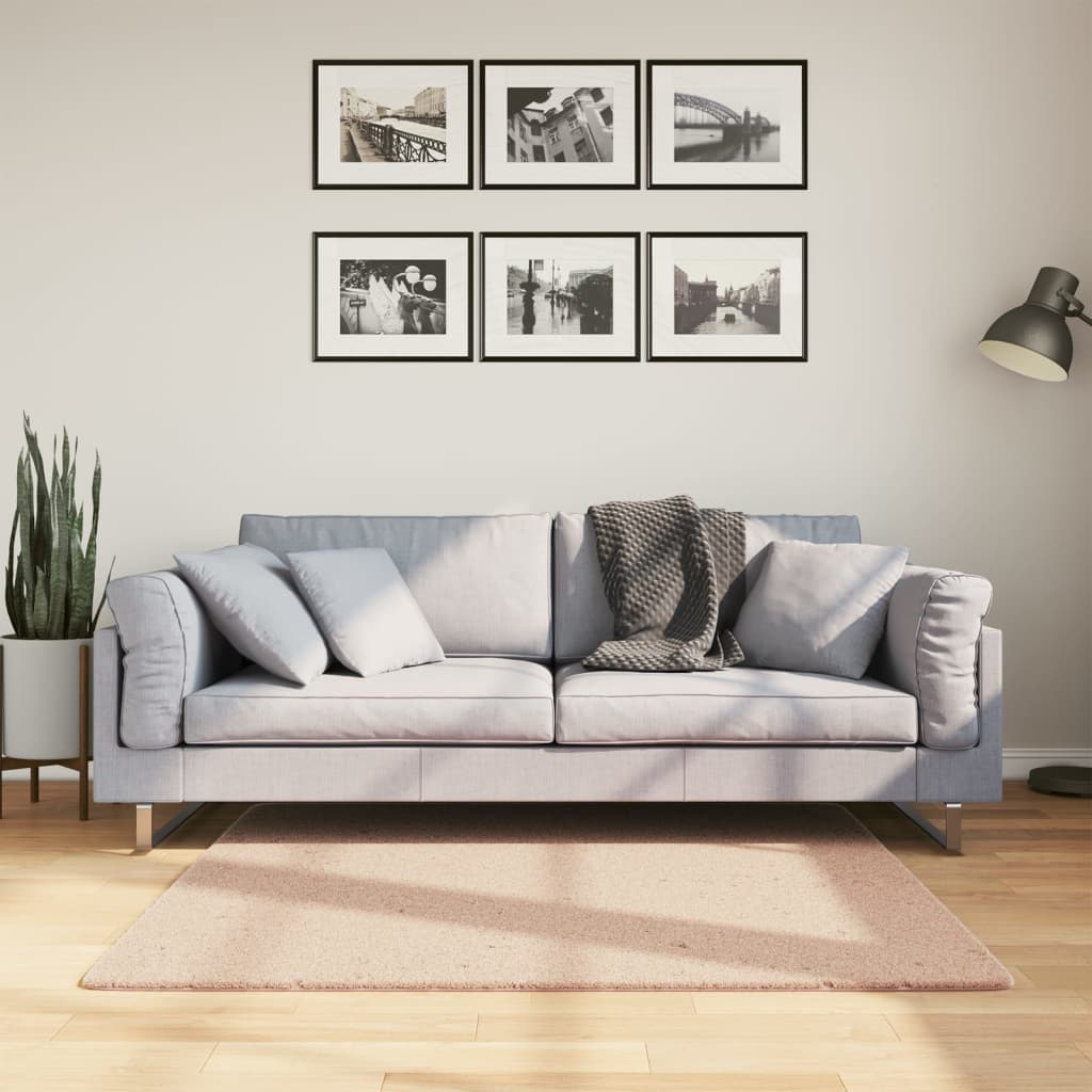 VidaXL tapis huarte poils courts doux lavable 120x120 cm rose
