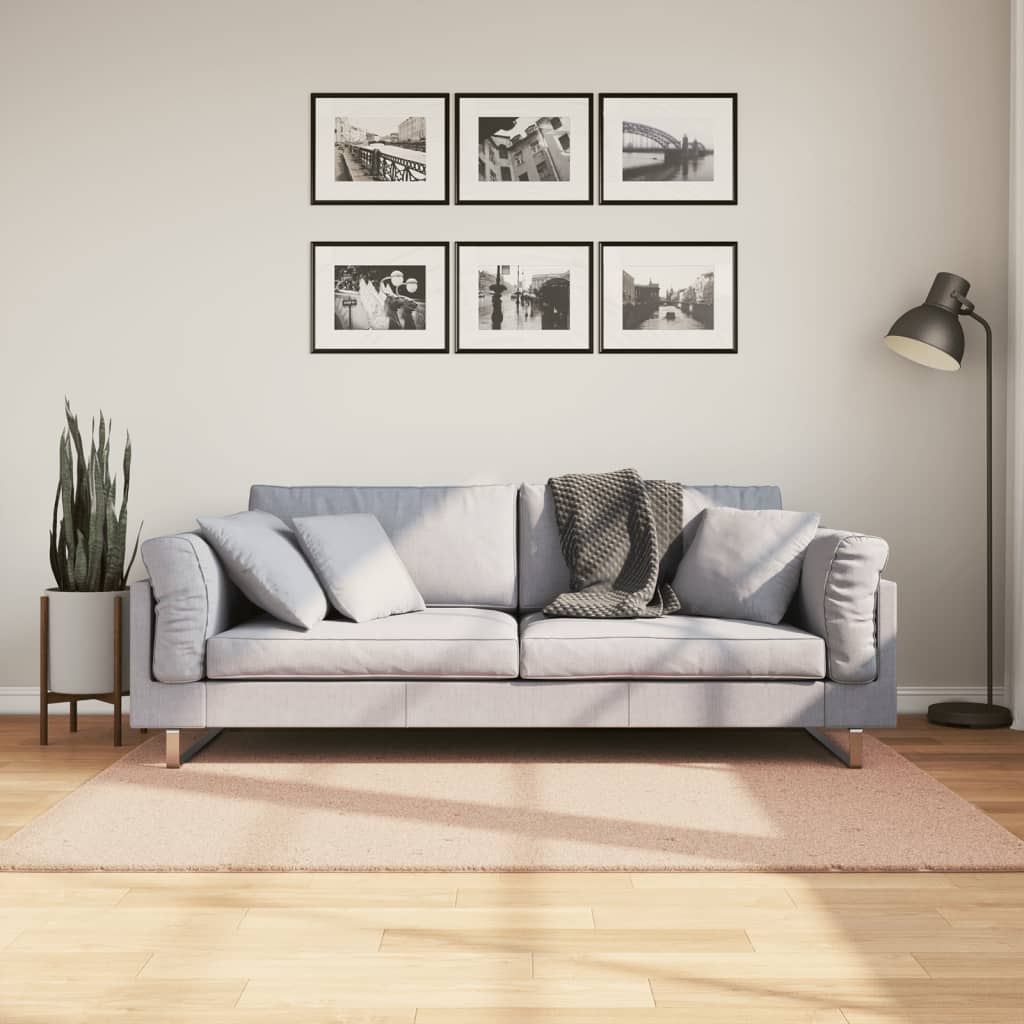 VidaXL tapis huarte poils courts doux lavable 120x170 cm rose
