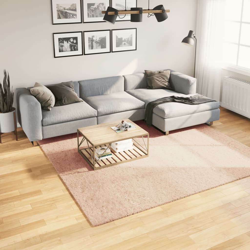 VidaXL tapis huarte poils courts doux lavable 240x240 cm rose