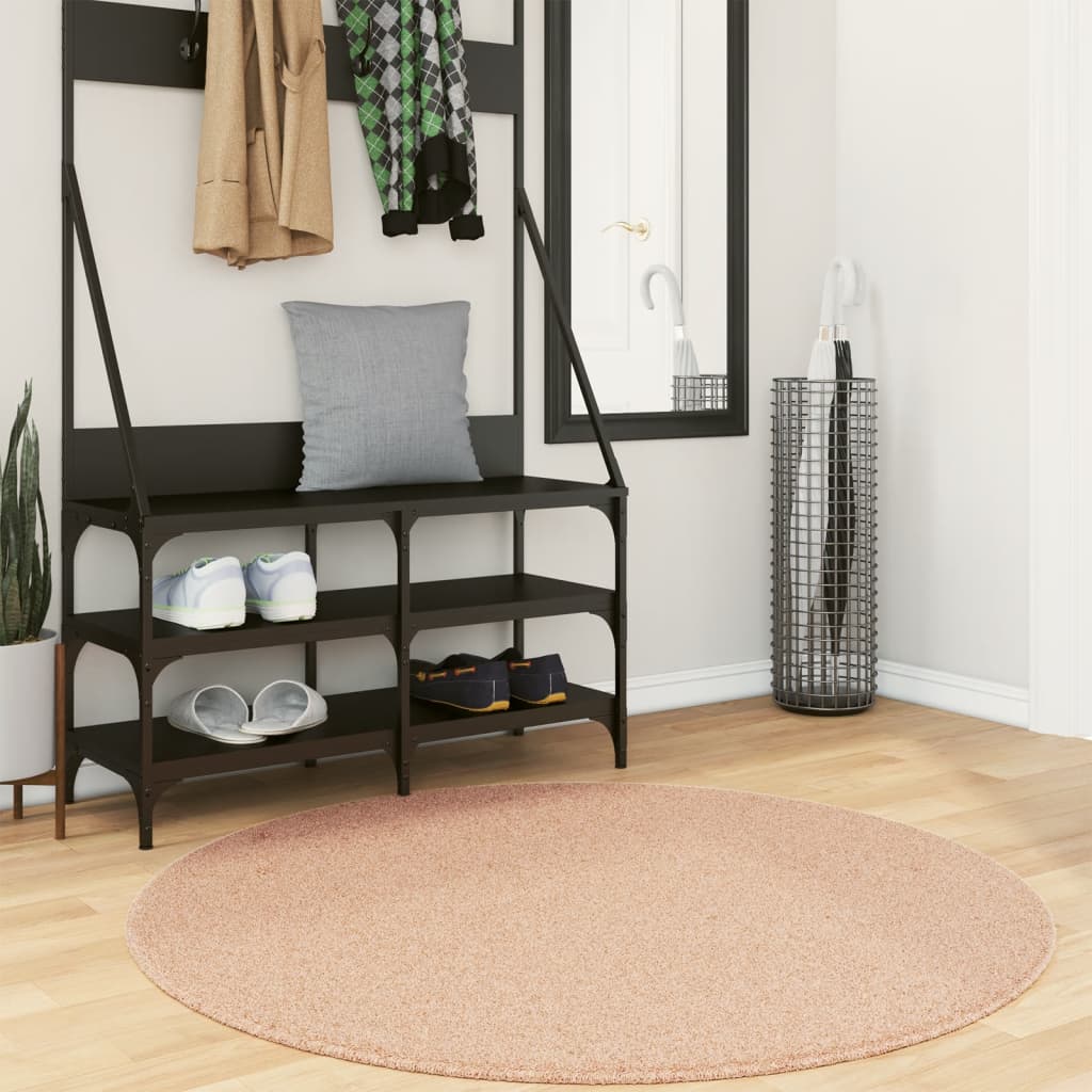 Vidaxl tapis huarte poils courts doux lavable ø 120 cm rose