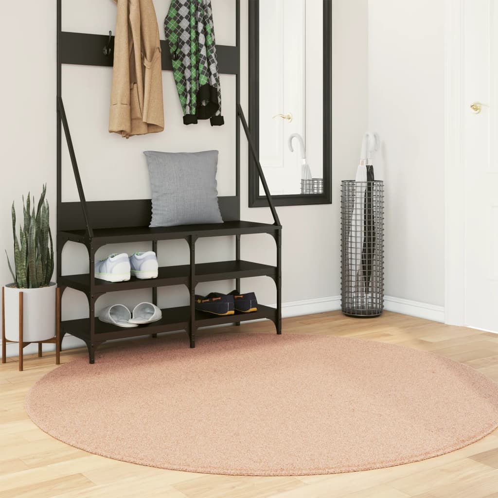 Vidaxl tapis huarte poils courts doux lavable ø 160 cm rose