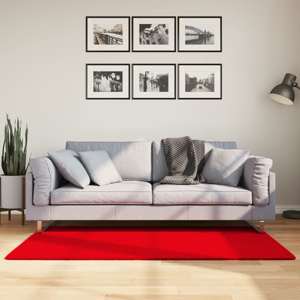 VidaXL tapis huarte poils courts doux lavable 80x150 cm rouge