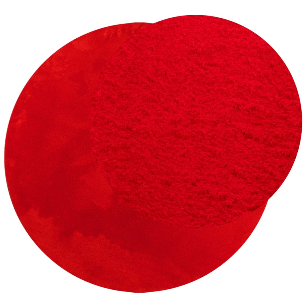 Vidaxl tapis huarte poils courts doux lavable ø 200 cm rouge