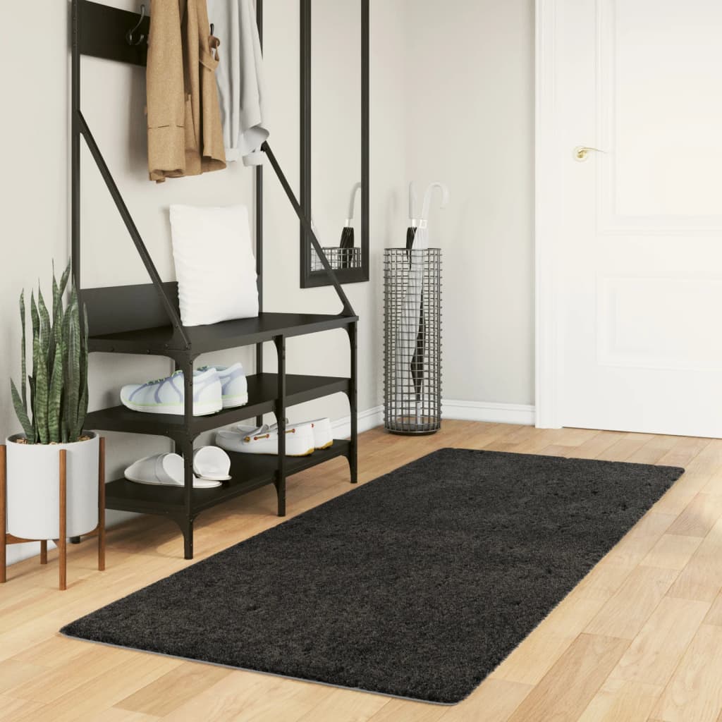 VidaXL tapis pamplona shaggy poils longs moderne 80x200 cm anthracite