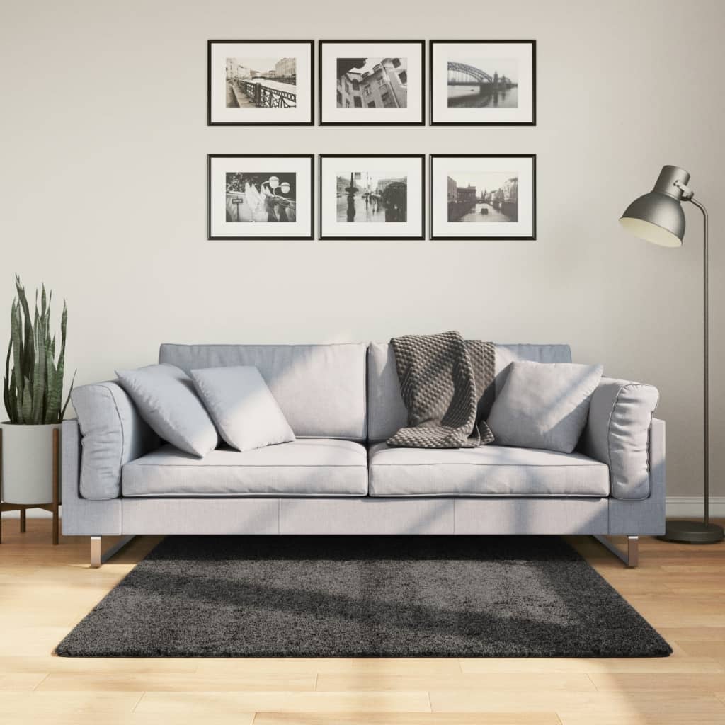 VidaXL Tapis PAMPLONA shaggy poils longs 120x120 cm anthracite