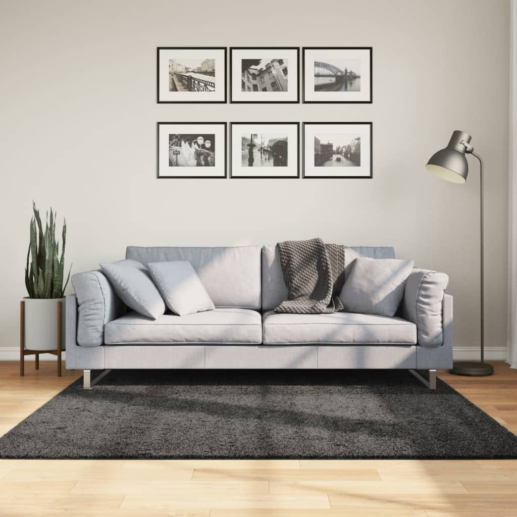 VidaXL tapis pamplona shaggy poils longs 160x160 cm anthracite