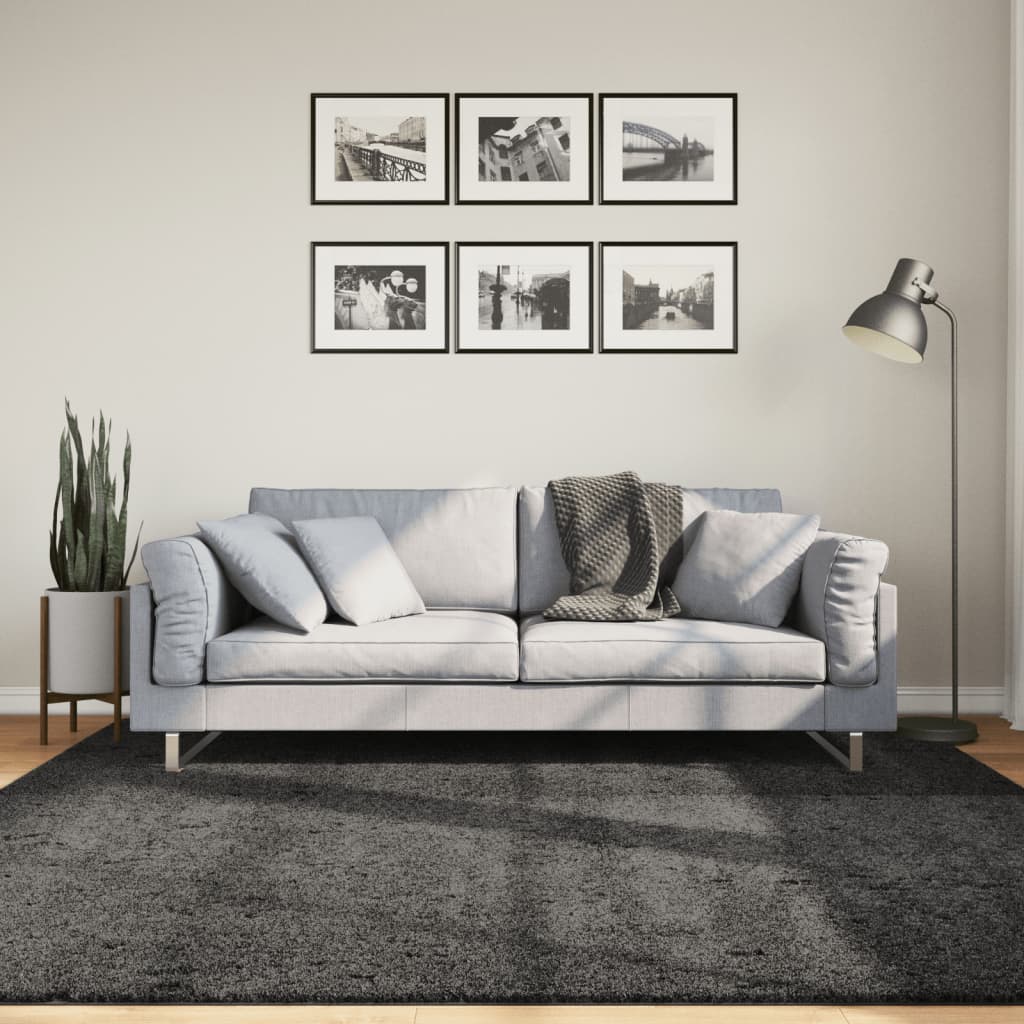VidaXL tapis pamplona shaggy poils longs 200x200 cm anthracite