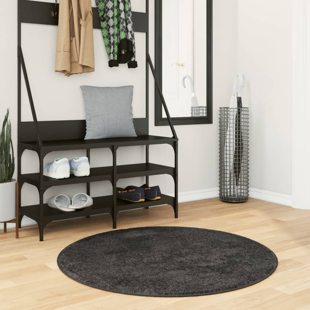 Vidaxl tapis pamplona shaggy poils longs moderne ø 100 cm anthracite