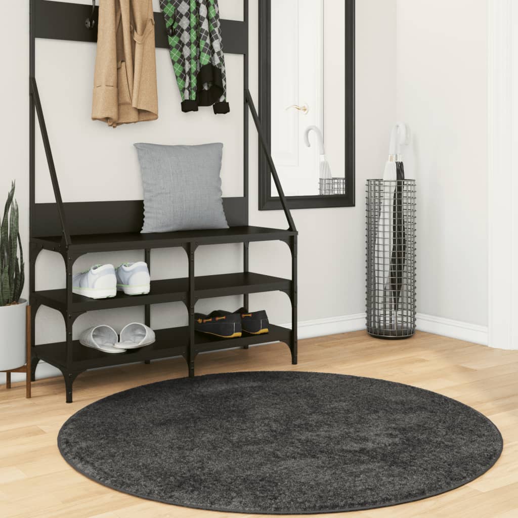 Vidaxl tapis pamplona shaggy poils longs moderne ø 120 cm anthracite