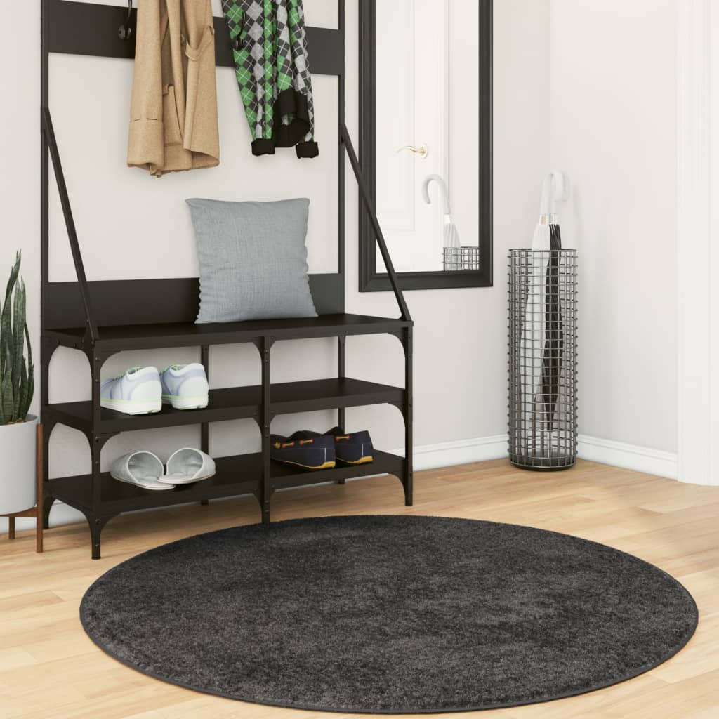 Vidaxl tapis pamplona shaggy poils longs moderne ø 160 cm anthracite