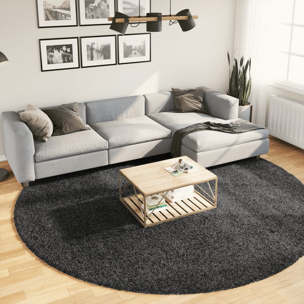 Vidaxl tapis pamplona shaggy poils longs moderne ø 280 cm anthracite