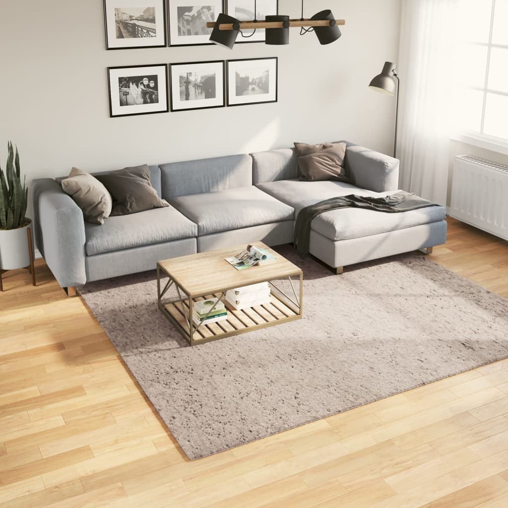 VidaXL tapis pamplona shaggy poils longs moderne 240x240 cm beige