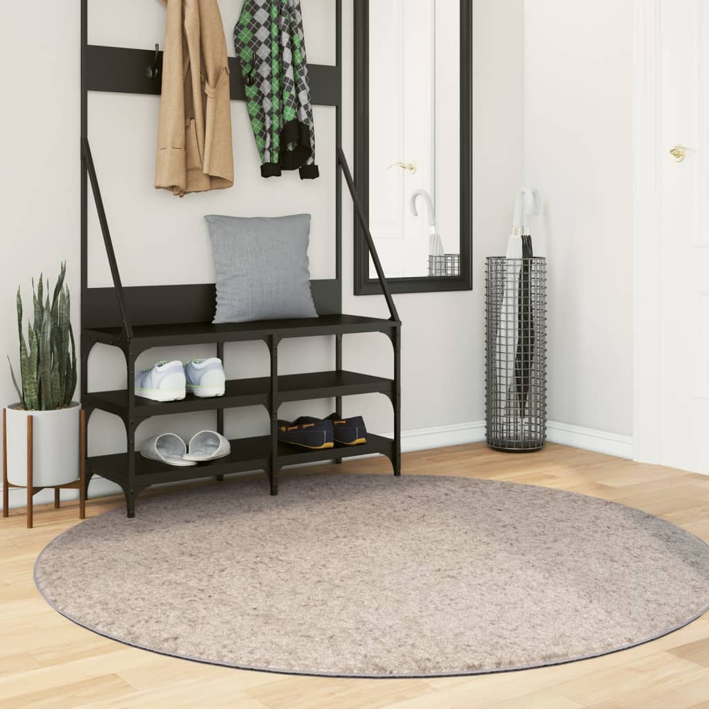 VidaXL tapis pamplona shaggy poils longs moderne ø 160 cm beige