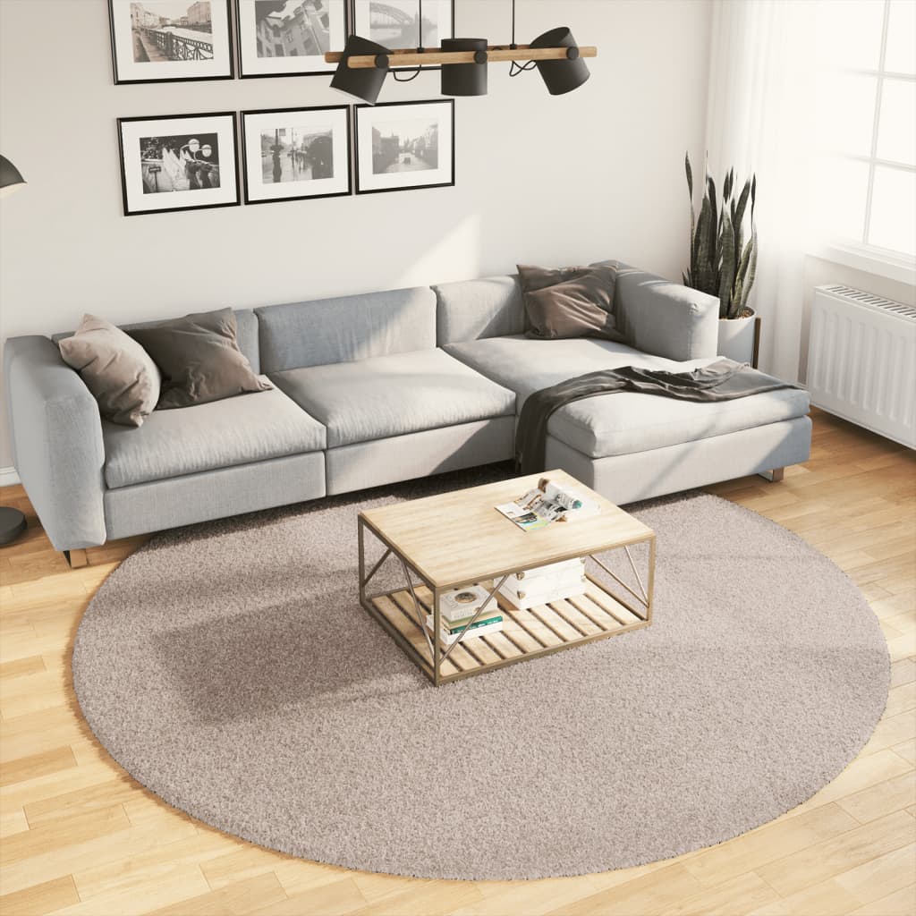 Vidaxx tapis pamplona shaggy poils longs moderne ø 240 cm beige