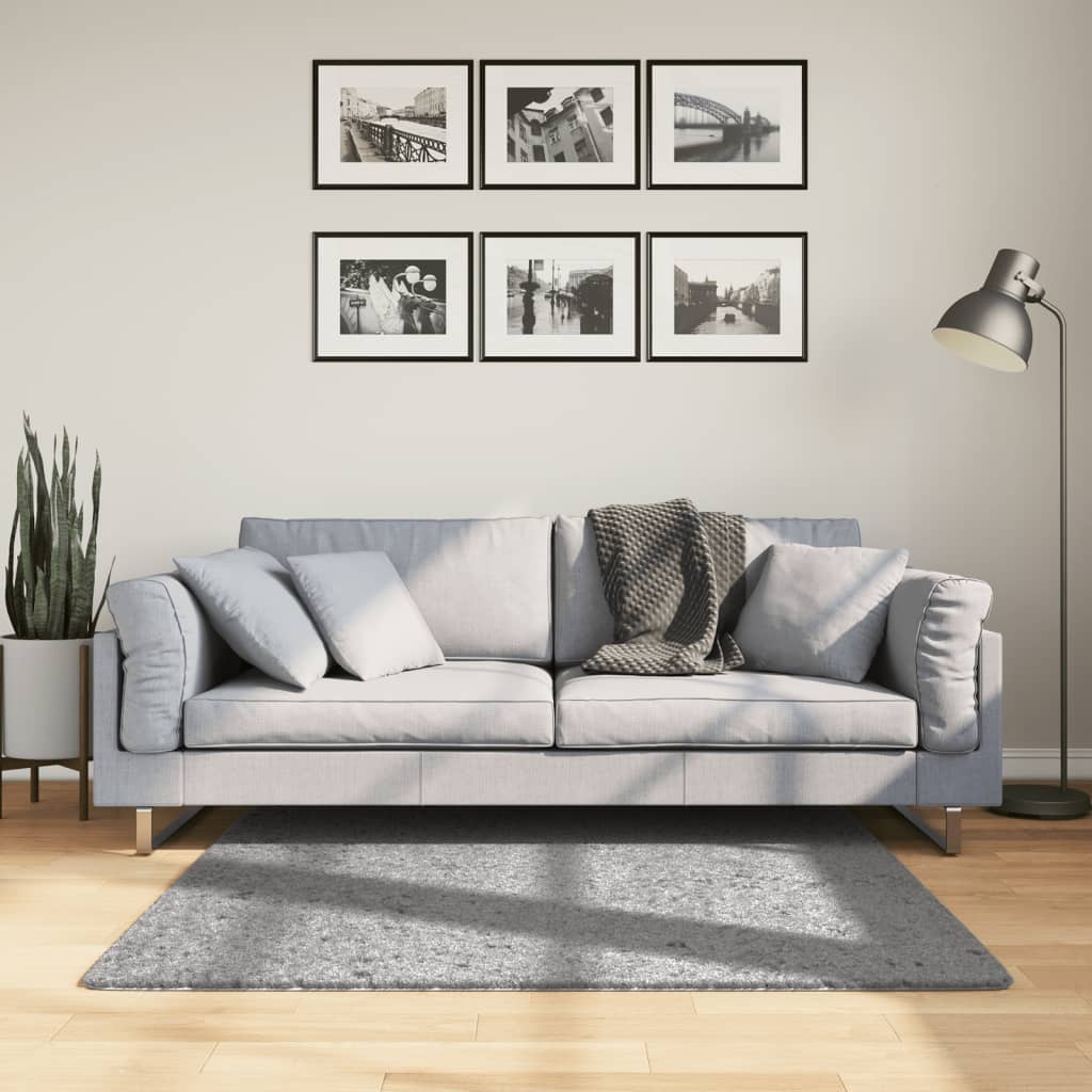 VidaXL Tapis PAMPLONA shaggy poils longs moderne 120x120 cm gris