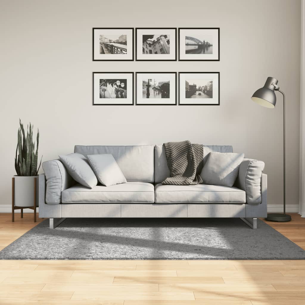 VidaXL tapis pamplona shaggy poils longs moderne 120x170 cm gris