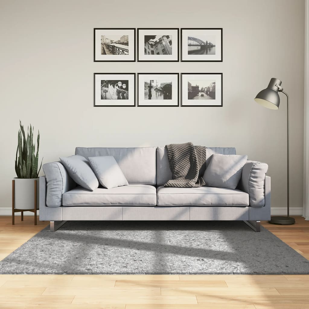 VidaXL tapis pamplona shaggy poils longs moderne 160x160 cm gris