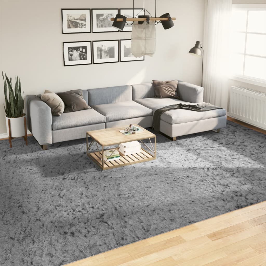 Vidaxx tapis pamplona shaggy poils longs moderne 300x400 cm gris