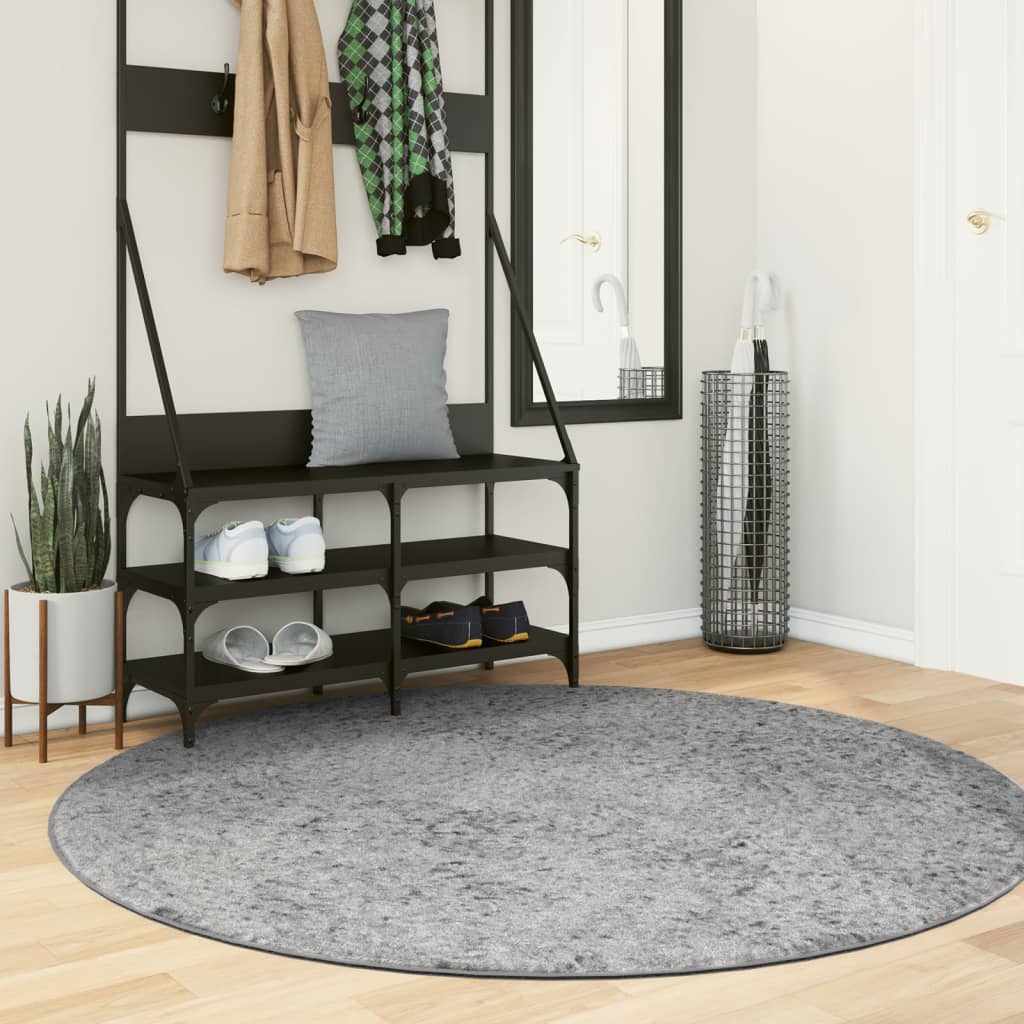 VidaXL tapis pamplona shaggy poils longs moderne ø 160 cm gris