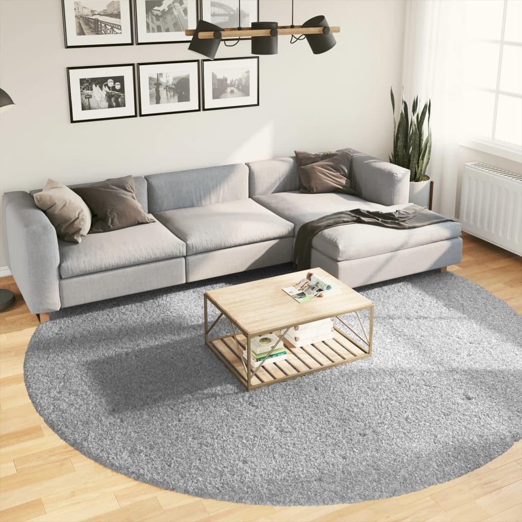 VidaXL tapis pamplona shaggy poils longs moderne ø 280 cm gris