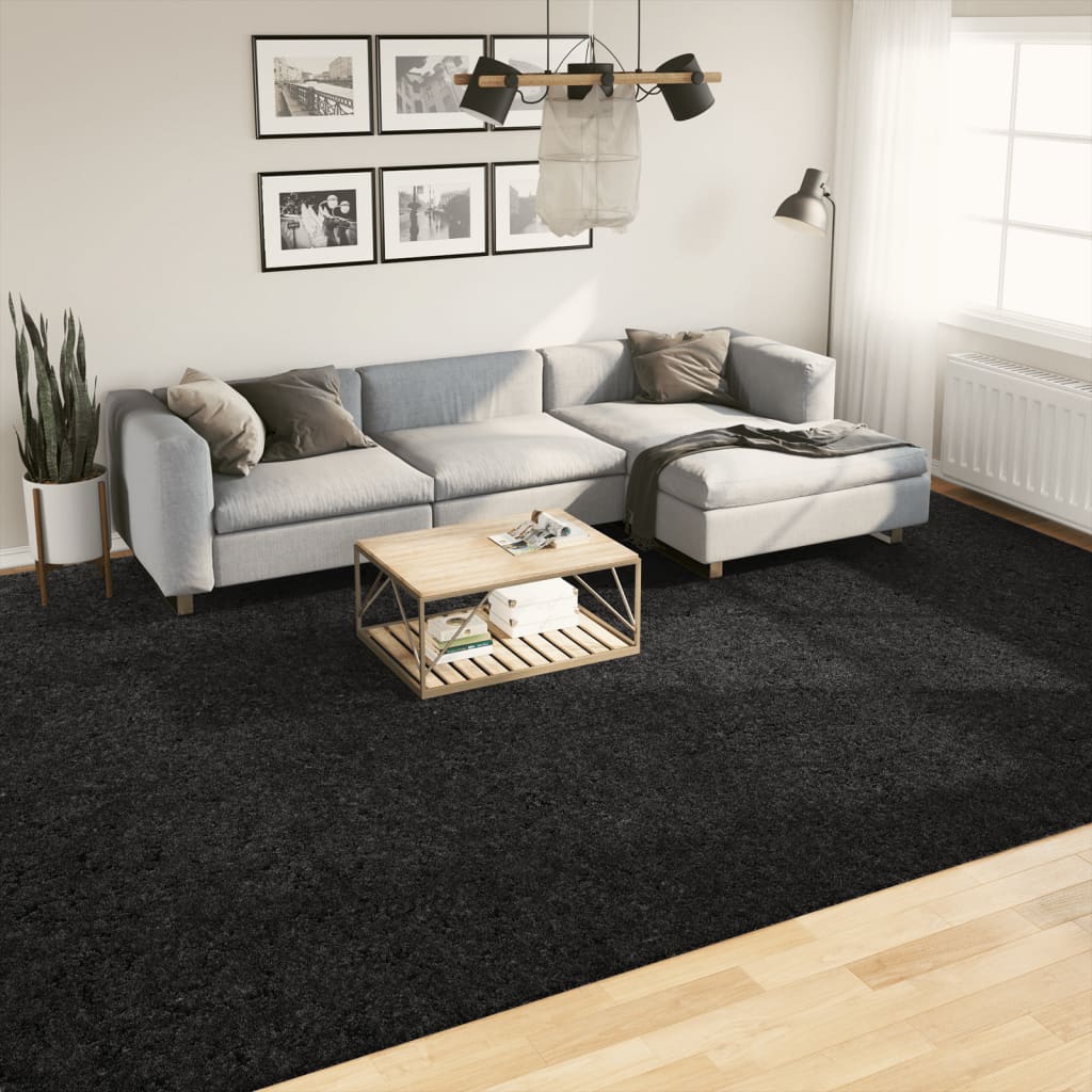 VidaXL Tapis PAMPLONA shaggy poils longs moderne 300x400 cm noir