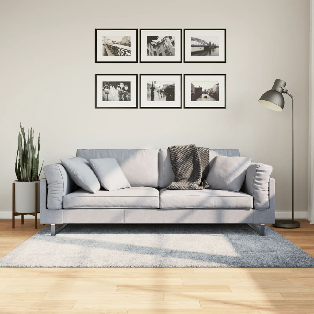 VidaXL tapis pamplona shaggy poils longs moderne 120x170 cm bleu