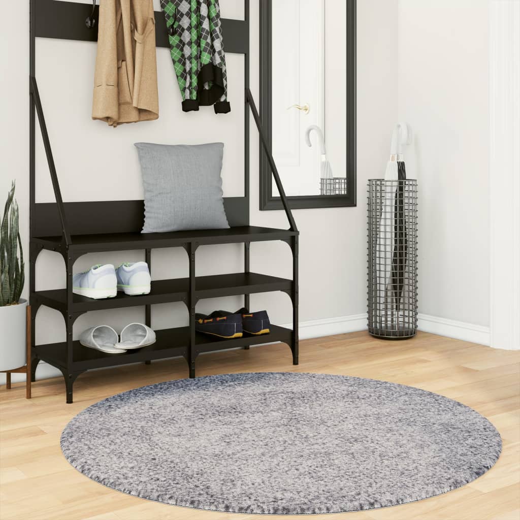 VidaXL tapis pamplona shaggy poils longs moderne ø 120 cm bleu